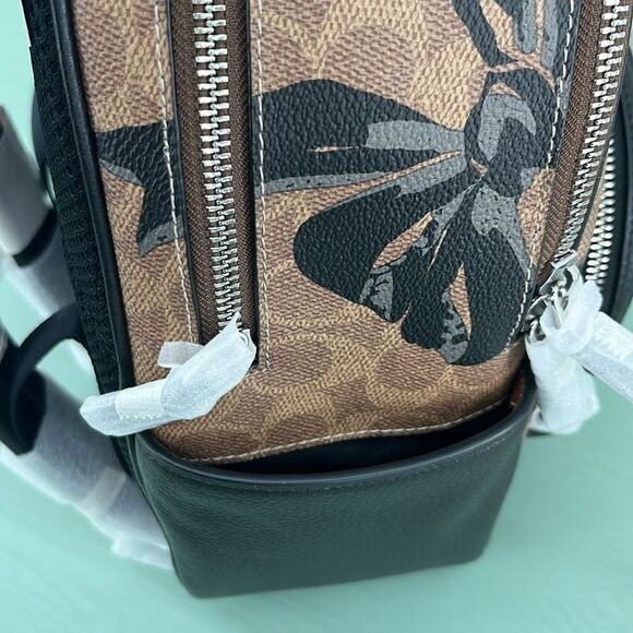 Coach Court Backpack In Signature Canvas With Bow Print Bag Purse - Picture 6 of 16